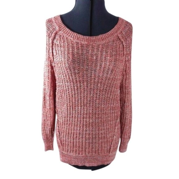 Free People Sweaters - Sweater Size XS Free People Pink Long Tunic Layered Chunky Pullover